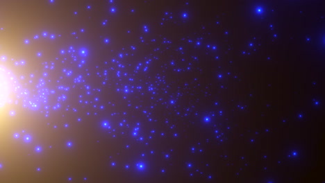 Fliegende-Blaue-Sterne-Und-Glitzer-In-Einer-Dunklen-Galaxie