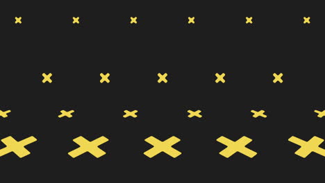 Yellow-crosses-geometric-pattern-in-rows-on-black-gradient