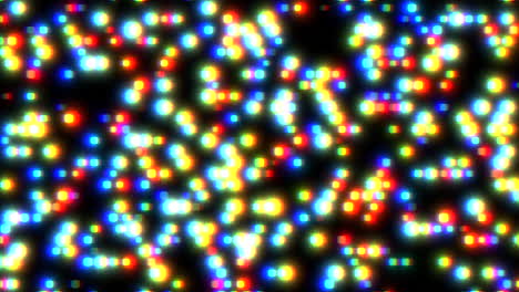 Zufällige-Digitale-Regenbogenpixel-Mit-Glitch-Auf-Schwarzem-Bildschirm
