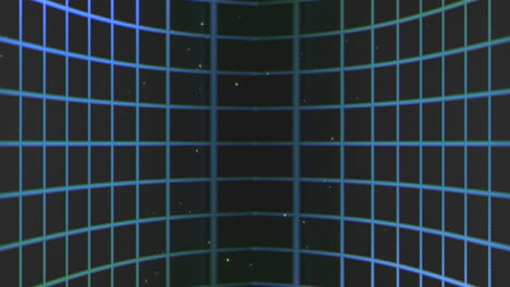 Neonblaues-Gittermuster-Mit-Sternen-In-Dunkler-Galaxie-Im-80er-Jahre-Stil