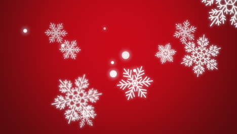 Falling-white-snowflakes-and-snow-on-red-gradient