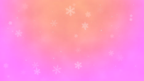 Flying-white-snowflakes-in-pink-night-sky