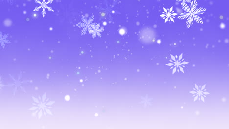 Weiße-Schneeflocken-Und-Schnee-Im-Violetten-Nachthimmel