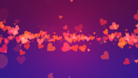Fliegende-Kleine-Rote-Romantische-Herzen-Am-Violetten-Modehimmel