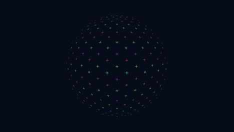Esfera-Geométrica-Futurista-Con-Cruces-De-Neón-En-Degradado-Negro