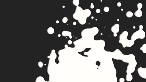 Abstract-flowing-white-liquid-and-splashes-spots-on-black-gradient