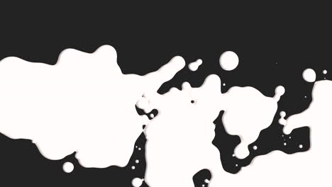 Líquido-Blanco-Que-Fluye-Abstracto-Y-Manchas-De-Salpicaduras-En-Gradiente-Negro