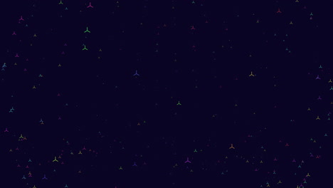 Flying-futuristic-neon-small-triangles-in-dark-galaxy