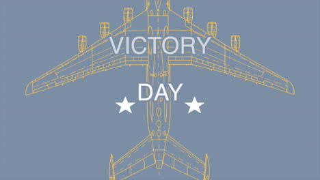 Día-De-La-Victoria-Con-Avión-Militar-Y-Estrellas