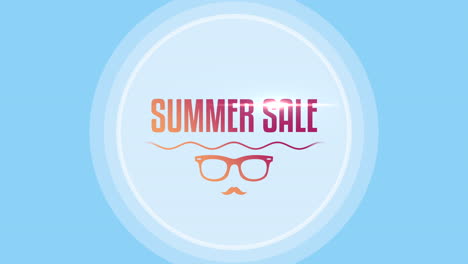 Sommerschlussverkauf-Mit-Sonnenbrille-Und-Wellen-Auf-Blauem-Farbverlauf