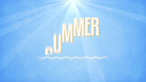 Hello-Summer-with-sun-rays-and-sea-anchor-on-blue-gradient
