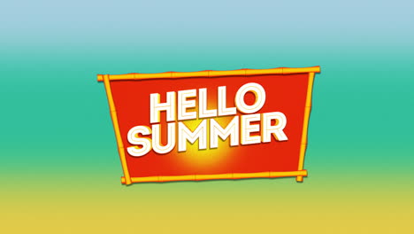 Hello-Summer-on-red-wood-on-gradient-texture