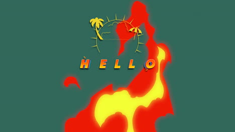 Hallo-Sommer-Mit-Feuer-Und-Tropischen-Palmen