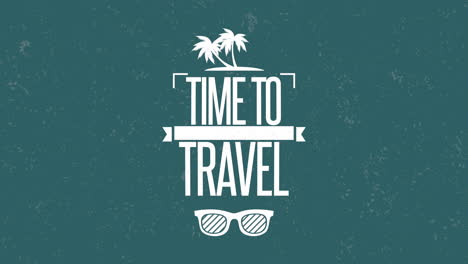 Zeit-Zum-Reisen-Mit-Sonnenbrille-Und-Palmen-Auf-Grünem-Grunge