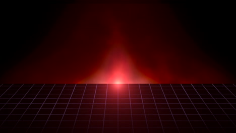 Neon-retro-grid-with-red-star-in-dark-space