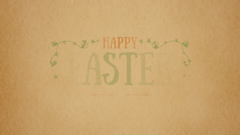 Happy-Easter-with-green-leaves-and-arrows-on-paper