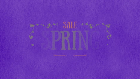 Spring-Big-Sale-with-green-leafs-on-purple-gradient