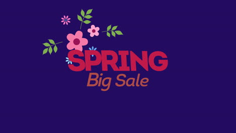 Spring-Big-Sale-with-colorful-flowers-on-blue-gradient
