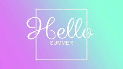 Hallo-Sommer-Auf-Violettem-Und-Blauem-Farbverlauf-Mit-Elegantem-Rahmen