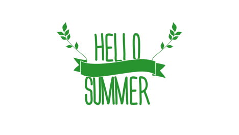 Hello-Summer-with-green-flowers-on-white-gradient