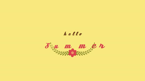 Hello-Summer-with-red-cartoon-flowers-on-yellow-gradient