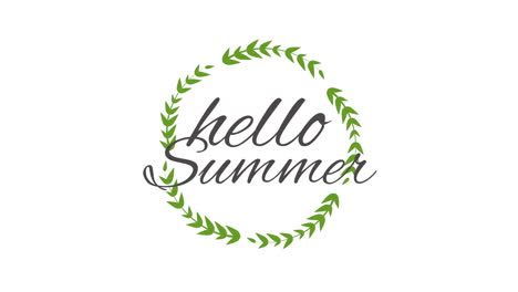 Hallo-Sommer-Mit-Grünen-Blättern-Auf-Weißem-Farbverlauf