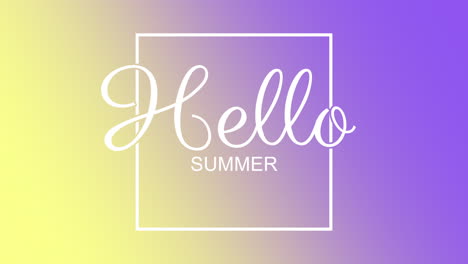 Hallo-Sommer-Auf-Violettem-Und-Gelbem-Farbverlauf-Mit-Elegantem-Rahmen