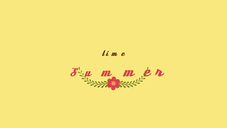 Summer-Time-with-red-cartoon-flowers-on-yellow-gradient