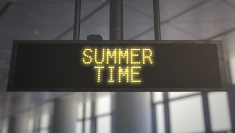Sommerzeit-Auf-Der-Informationstafel-Des-Flughafens