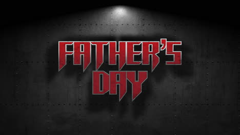 Fathers-Day-text-with-light-from-bulb-on-steel-wall-in-night-street