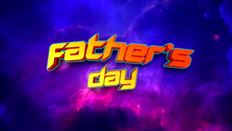 Cartoon-Fathers-Day-text-in-galaxy-with-stars-and-clouds