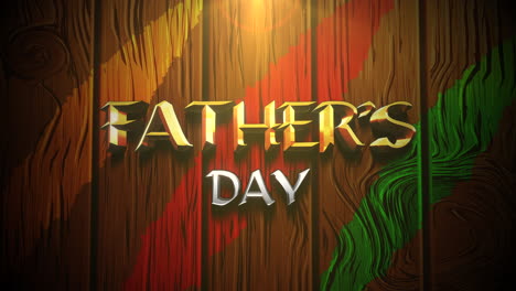 Cartoon-Fathers-Day-text-with-lines-and-sun-light-on-wood