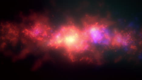 Rote-Wolken-Und-Sterne-In-Einer-Dunklen-Galaxie