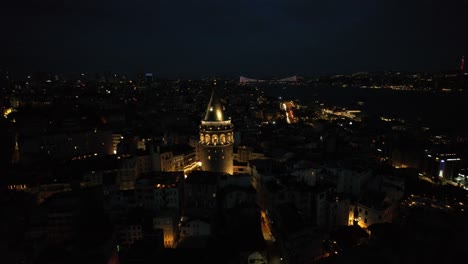Istanbul,-Nacht,-Drohnenansicht