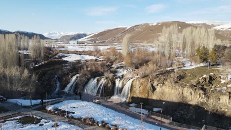 Winter-Waterfall-Drone-View