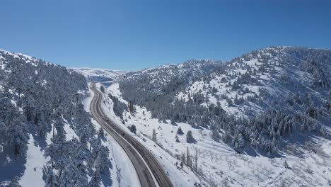 Highway-Between-Snowy-Mountain