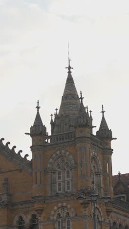 Vertical-Video-Of-Exterior-Of-CSMT-Railway-Station-In-Mumbai-India-3