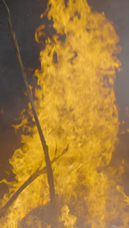 Vertical-Video-Close-Up-Of-Flames-From-Bonfire-Celebrating-Hindu-Festival-Of-Holi-In-Mumbai-India