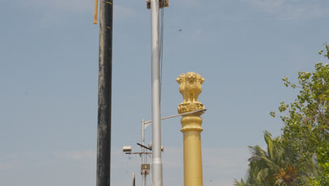 Close-Up-Of-Lamppost-With-Flag-In-Mumbai-India