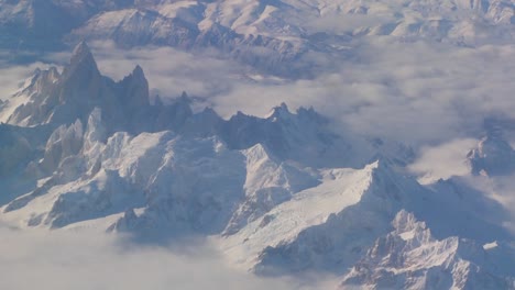 Aerial-over-the-Andes-mountain-range-in-patagonia-under-heavy-snow