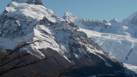 Pan-across-the-remarkable-mountain-range-of-Fitzroy-in-Patagonia-Argentina-with-snowclad-glaciers