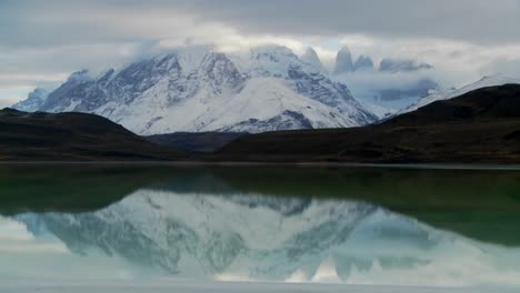 A-beautiful-lake-in-front-of-the-peaks-of-Torres-Del-Paine-in-Patagonia-Argentina-1