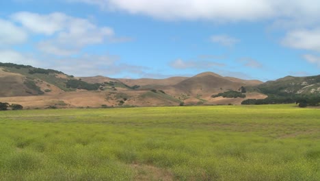 Beautiful-time-lapse-of-clouds-moving-over-green-fields-in-Northern-or-Central-California