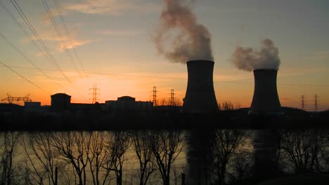 Sunset-behind-a-nuclear-power-plant