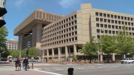 Establishing-shot-of-the-FBI-building-in-Washington-DC