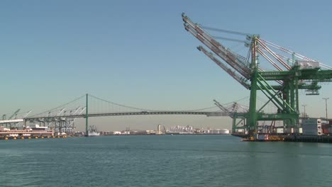POV-shot-from-a-boat-of-cranes-and-Long-Beach-San-pedro-harbor-scenes-1