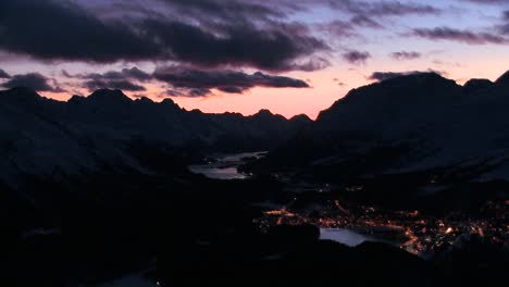 Beautiful-time-lapse-shot-of-sunset-behind-a-mountain-town-2