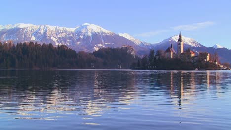 A-church-stands-on-a-small-island-in-Lake-Bled-Slovenia-2