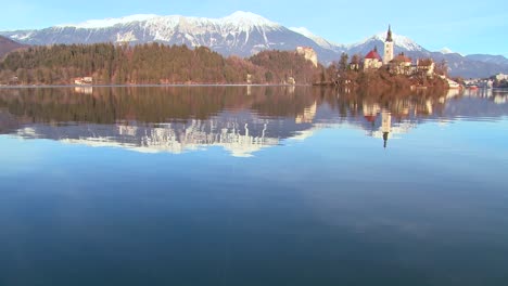 A-beautiful-church-stands-on-an-island-on-Lake-Bled-Slovenia-1