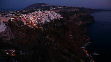 A-wide-shot-of-a-village-on-the-cliffs-of-Santorni-in-the-Greek-Islands